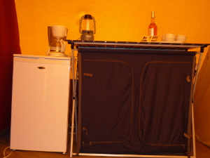 Rental tent cupboard and fridge